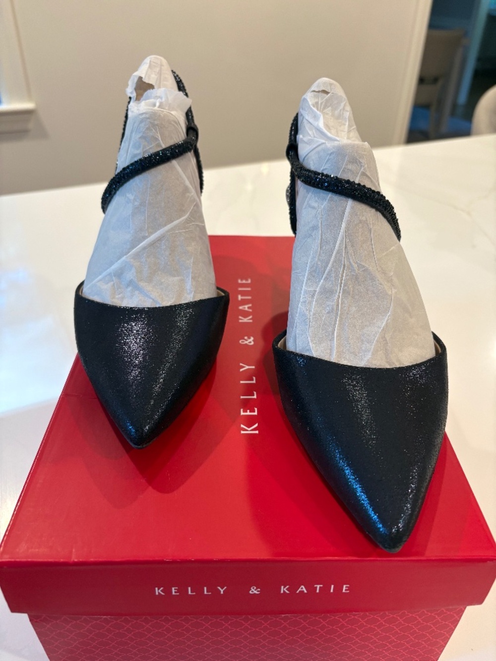 Kelly & Katie shimmering navy heels